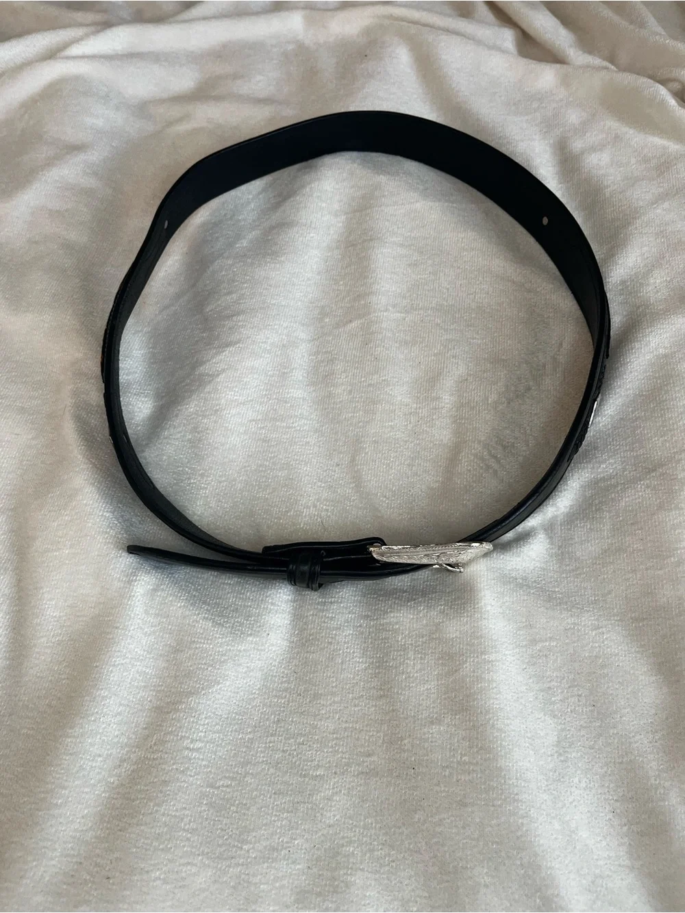Western Concho Diamond Leather Belt Size 42 Brown n Black Removable Buckle